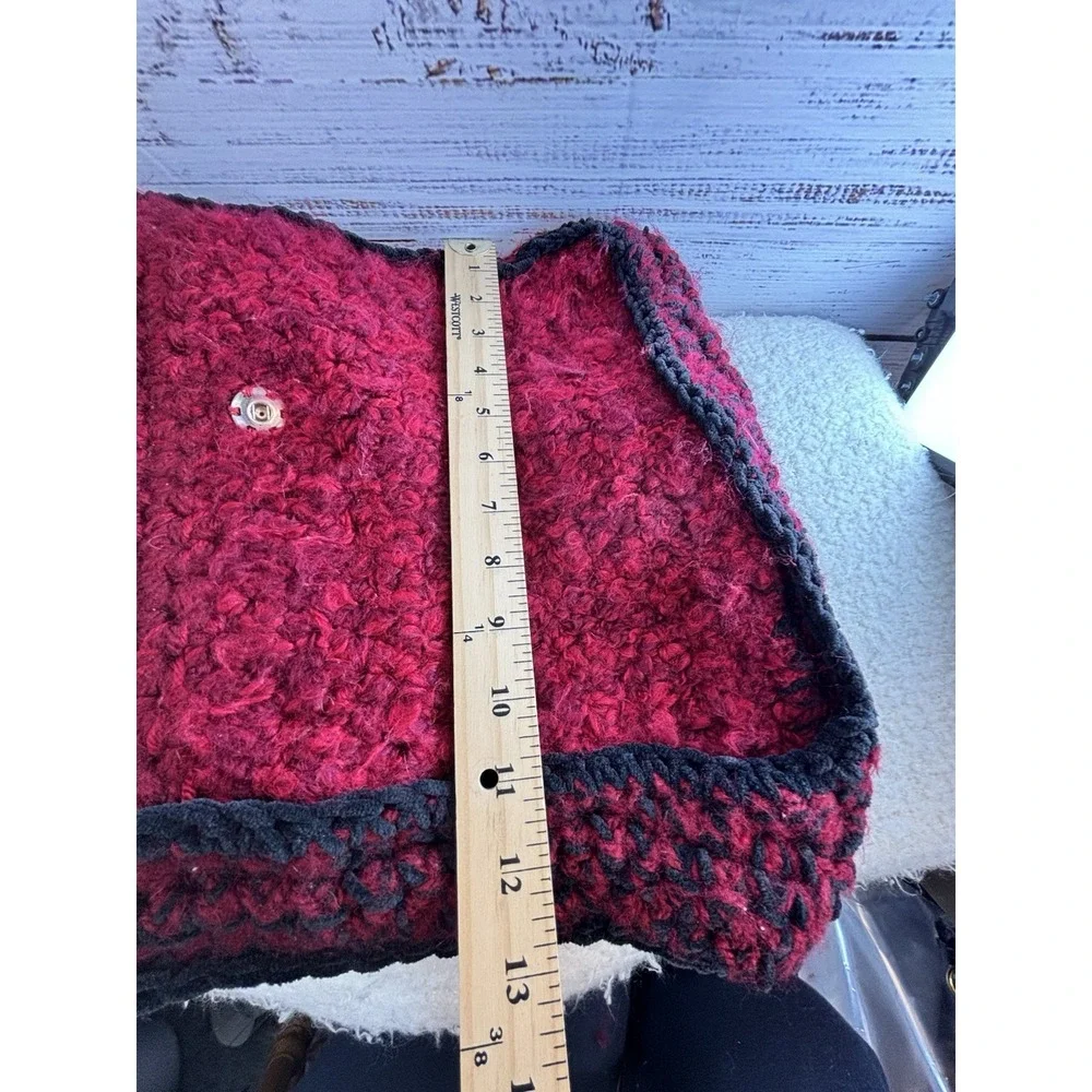 Handmade Crochet Purse Lined Red Black Fuzzy Whimsigoth Fairy Grunge Witchy